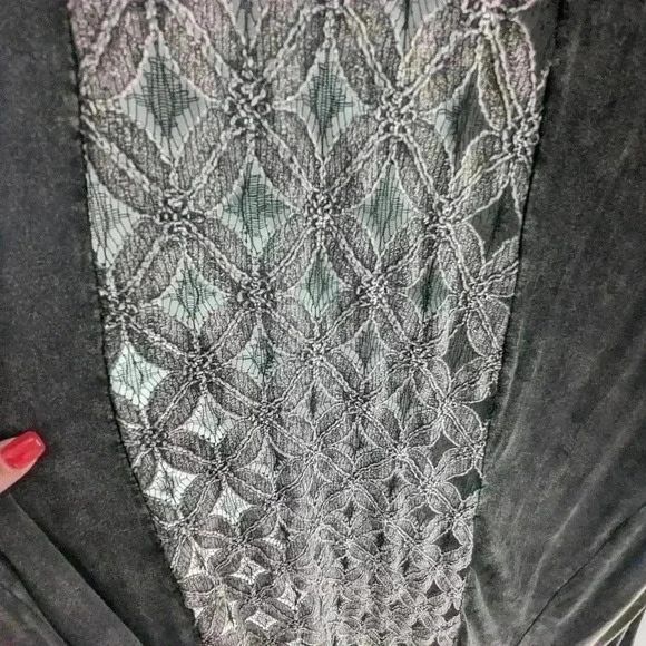 POL open Front Long Sleeve Duster Cardigan Size Small Black/ Gray Lacey - Picture 8 of 11
